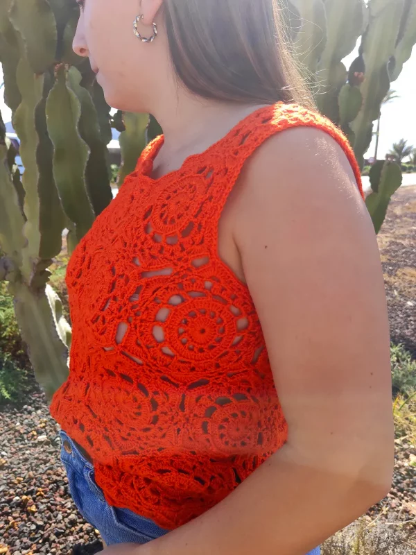 Blusa sin manga naranja