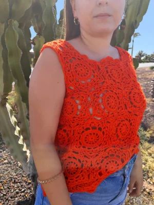Blusa sin manga naranja