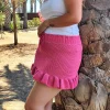 Falda volantes rosa