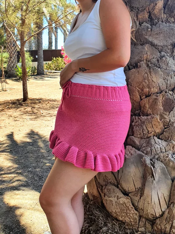 Falda volantes rosa