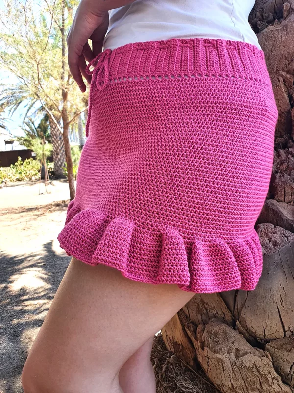 Falda volantes rosa